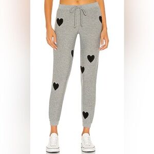Chaser Flocked Hearts Cozy Knit Cuffed Jogger